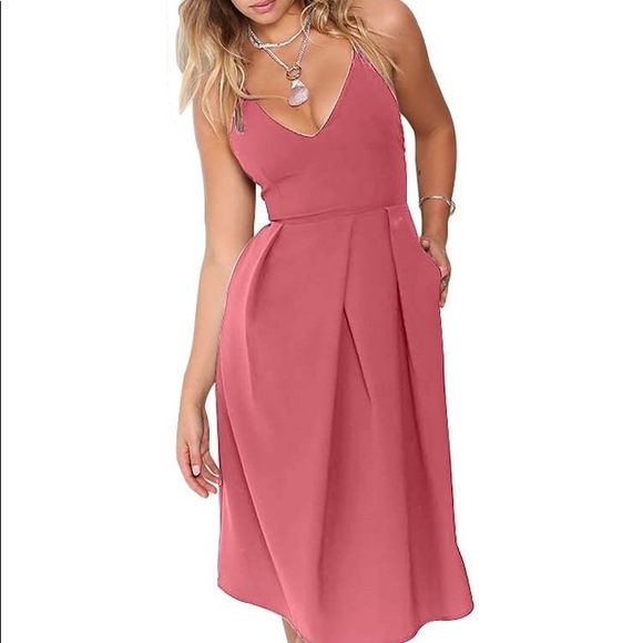 Lia Cher Dresses & Skirts - Lia Cher Deep V Neck Spaghetti Strap Dress